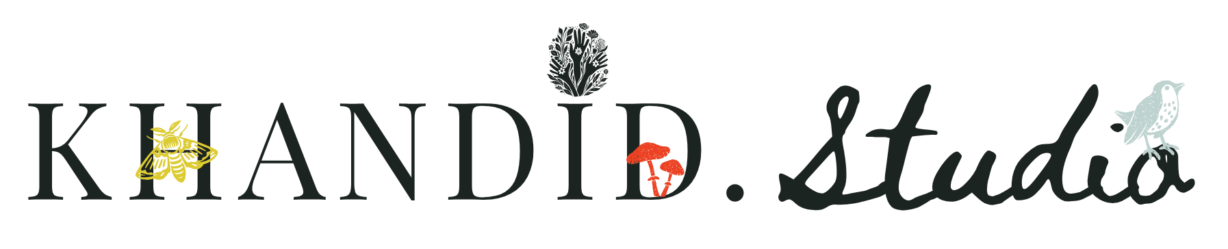 khandid studio banner logo with icons